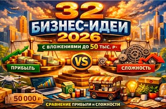 32 бизнес-идеи 2026 с вложениями до 50 тыс